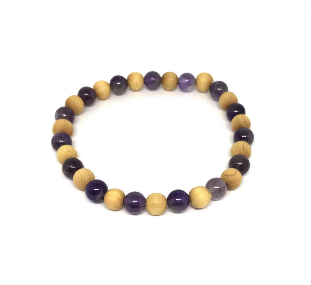 Amethyst and Wooden Beads