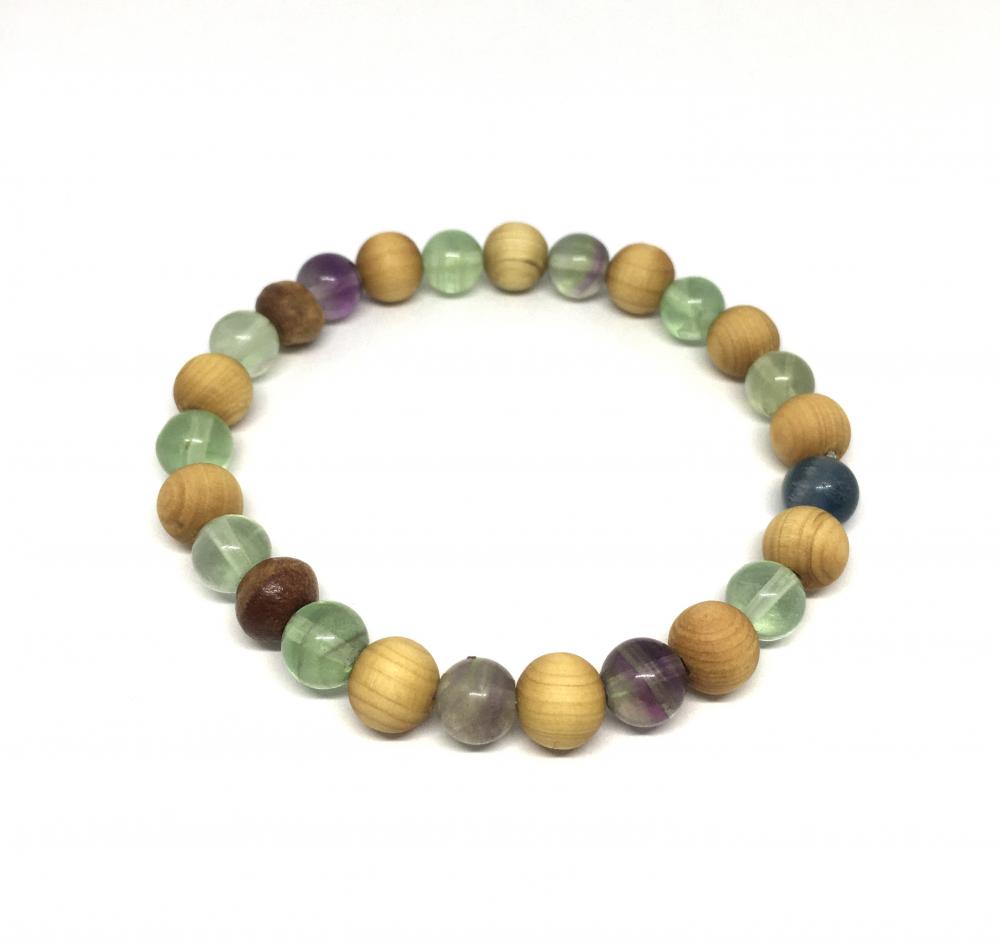 Fluorite and Wooden Beads