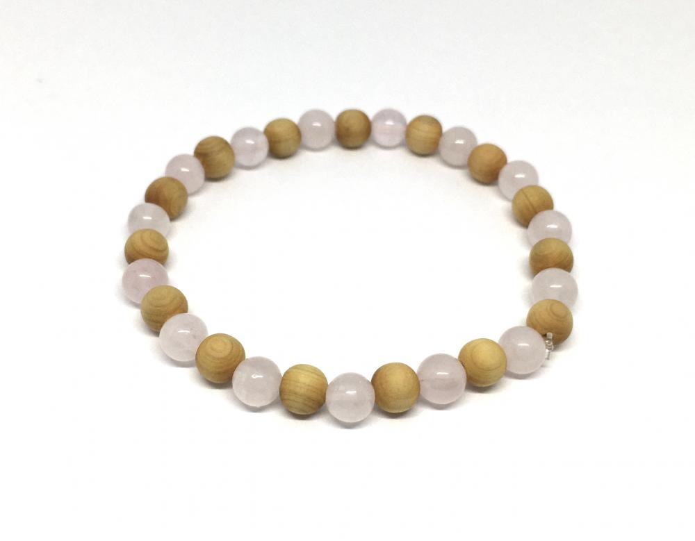 Rose Quartz and Wooden Beads
