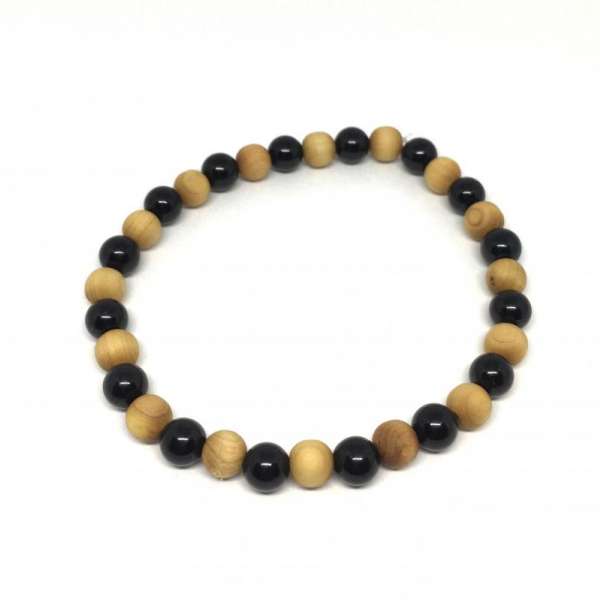Black Tourmaline and Wooden Beads