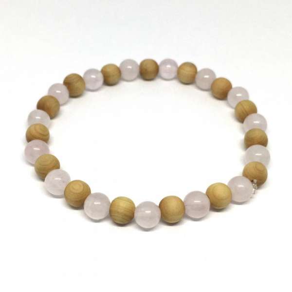 Rose Quartz and Wooden Beads 